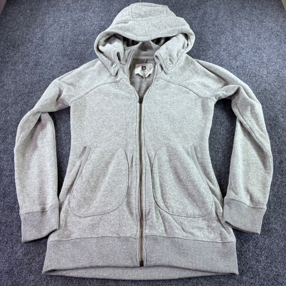 Burton Full Zip Hoodie Womens S Gray Fleece High Neck Outdoor Winter Layering